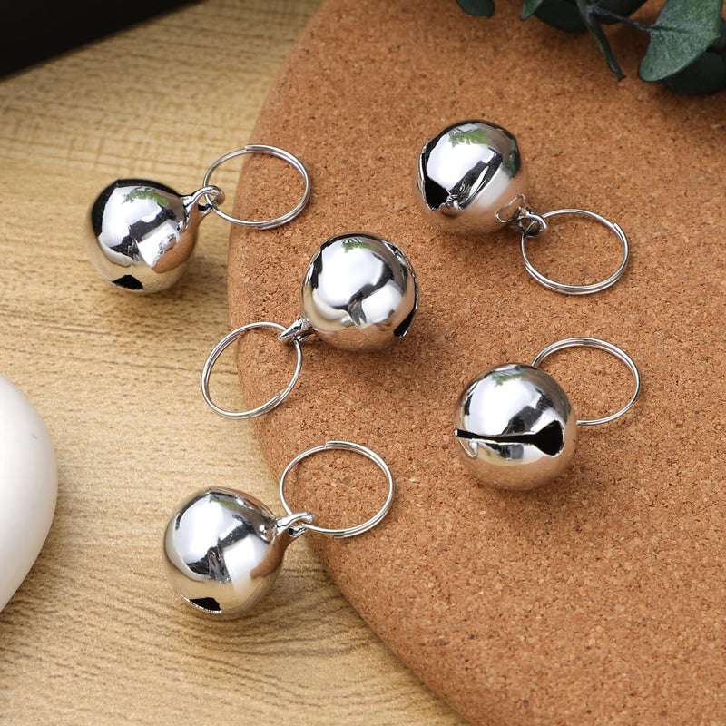 UKCOCO Dog Collar Bell : 6Pcs 16MM Metal Pet Collar Bells with Key Ring for Small Dogs Cats, Clear Sound (Silver) - Image 5